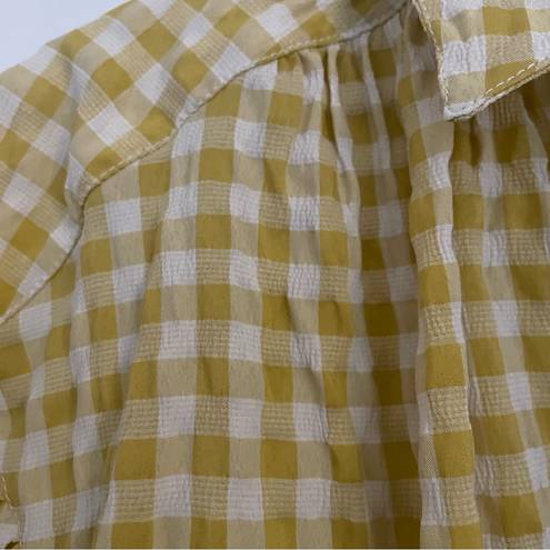 Max Studio  Plain Button Up Top Yellow Ruffles Sz M/L