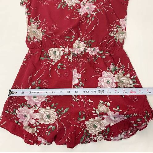 Nordstrom  Red Romper Shorts S Mimi Chica Short Sleeve One Piece Floral