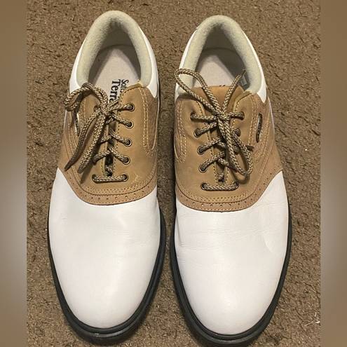 FootJoy  SoftJoys Terrains Women’s Golf Shoes Size 9.5 White Tan Saddle 98242