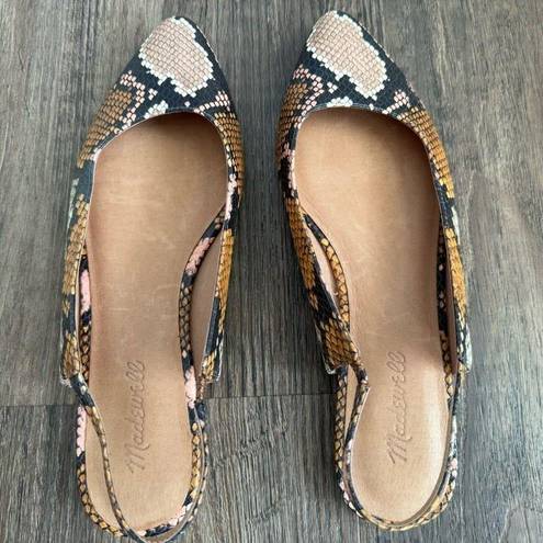 Madewell  The Margot Snake Embossed Slingback Leather  Flats