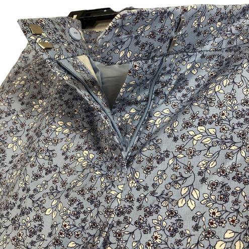 The Loft  Womens Pants Sz 8 The Riviera Slim Blue Floral Crop Cropped Ankle Mid Rise