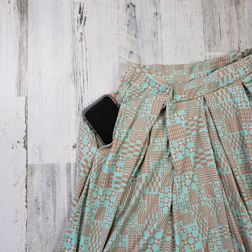 LuLaRoe  Green & Orange Pleated A-Line Mini Skirt Women's Size Medium