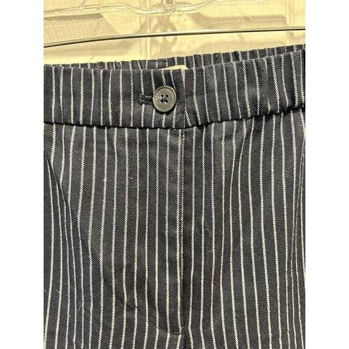 The Loft  Outlet Original Straight Blue White Striped Elastic Waist Pants Size 14