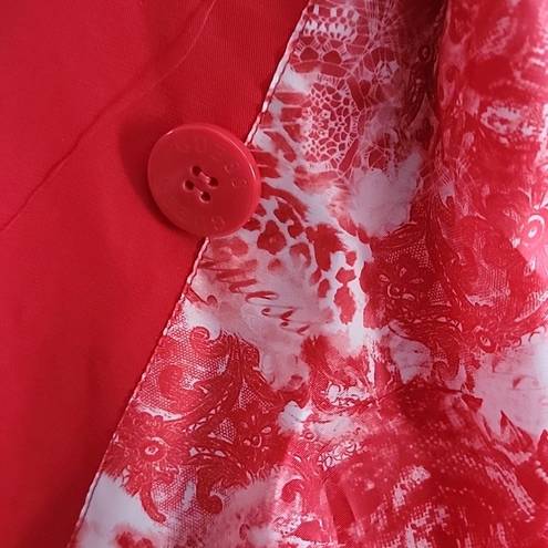 Guess  Red Floral Double Breasted Belted Tailcoat Women's Trench Coat Size Medium