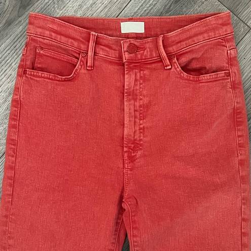 MOTHER Denim  The Swooner Rascal Ankle Fray Jeans in Come Out and Play Red | 28