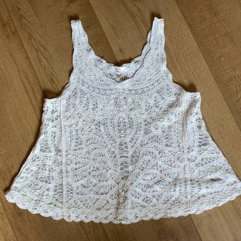 Nabee  Crochet Lace White Retro Crop Tank Top Size small