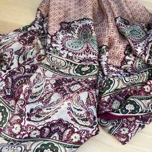 A New Day Paisley Magenta White Cream Printed Square Scarf Handkerchief NWOT