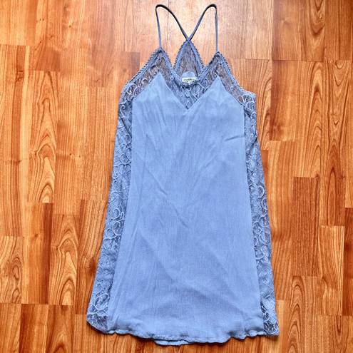 Charlotte Russe Sleeveless Periwinkle Blue V-Neck Racerback Lace Dress