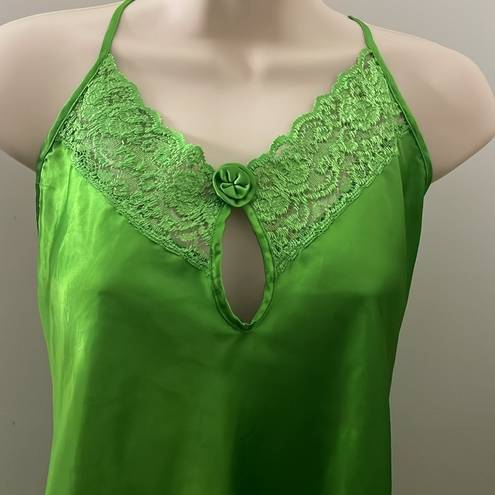 Secret Treasures  Women Satin Slip Dress Negligee Nightie Lace  Green Large