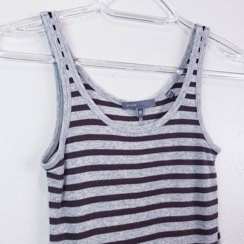 Vince  Striped Ribbed Heathered Tank Top