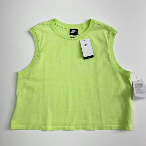 Nike  Women's Sportswear Wash Tank Top + Shorts Set Patch Ghost Green Lime Sz 2X