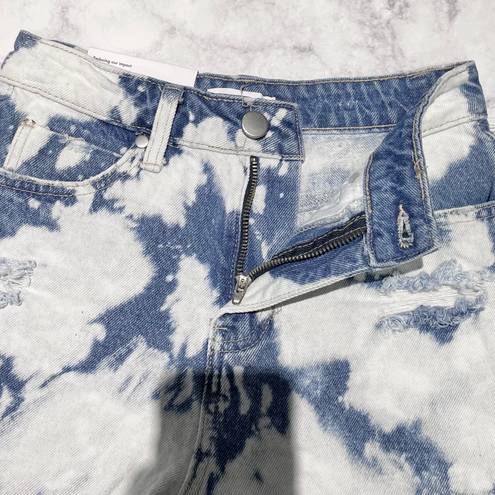 BP New  Ripped Cutoffs High Rise Shorts Non-Stretch Denim Blue Bleach Wash