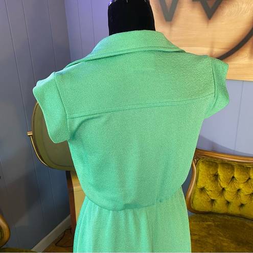 The Row Vintage Queens Mint Green Collared V Neckline Midi Dress