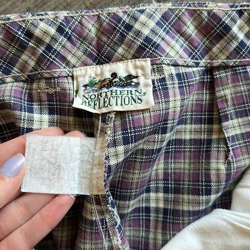 Northern Reflections Vintage purple plaid high waisted shorts size 24