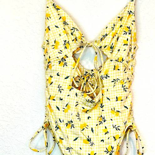 One Piece Bond-Eye Tied Together Lemon Gingham  Swimsuit Limonada NWT Small