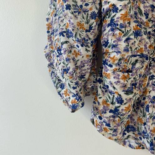 ASTR  The Label Dainty Ruched Floral Blouse Sz L