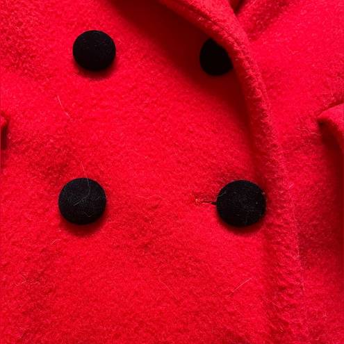 Vintage 1970s Rothschild Women’s Wool Long Coat, Size 8 Red and Black