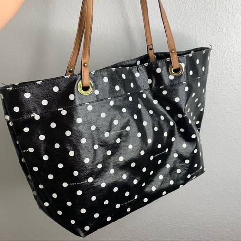 Tommy Hilfiger  Black & White Pola Dot Coated Canvas Tote Bag