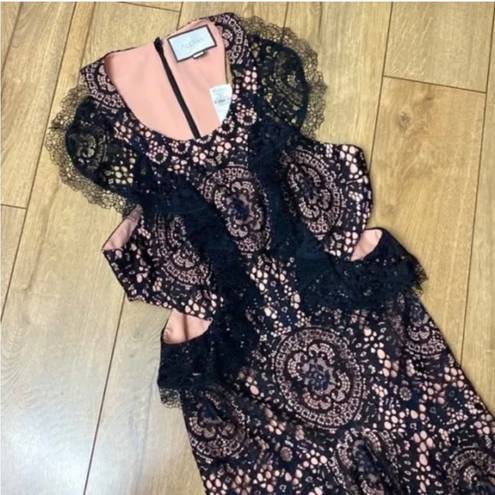 Alexis NWT  Aldridge Lace Midi Dress in Black Size L $594