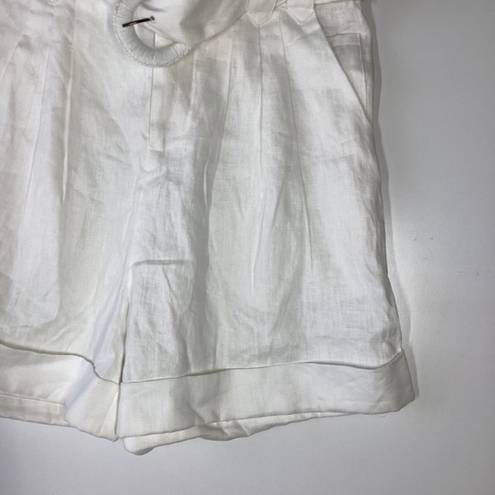 Farm Rio  Tailored Linen High Rise Shorts cream/ivory Size Large