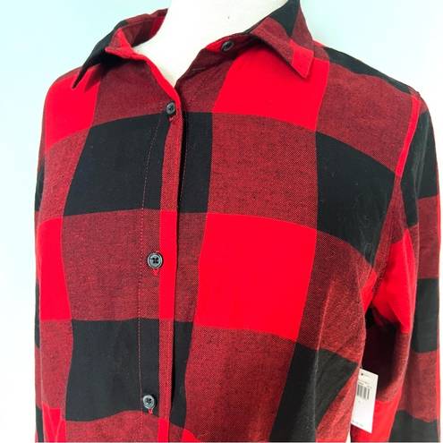 Old Navy NWT  Classic Shirt Buffalo Plaid Red Black Flannel Button Down Size L