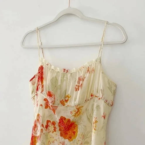 EXPRESS Vintage Y2K Floral Silk Tunic Camisole Top Yellow Size 7/8