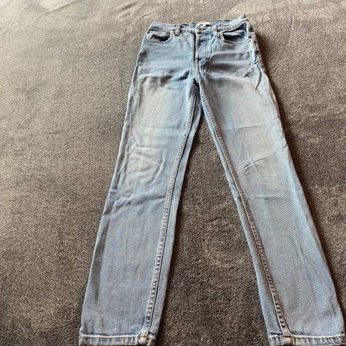 RE/DONE High Rise Ankle Crop Light Blue Jeans ( 25 )