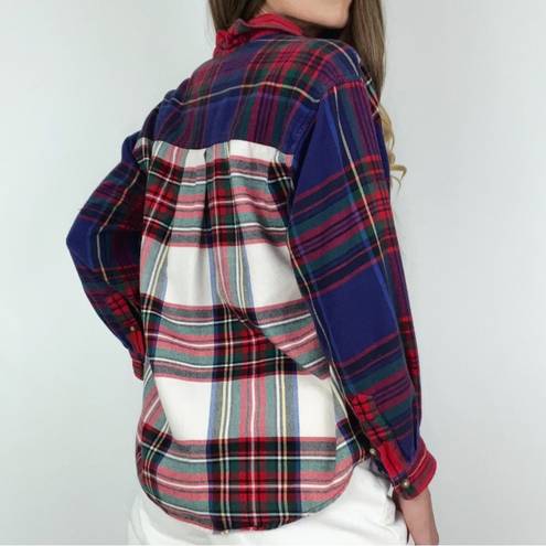 American Vintage Vintage ✨ Colorblock Plaid Button-Front Top