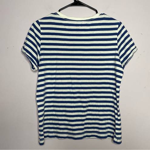 Kate Spade  ' Catch me if you can' Graphic Striped Shirt Navy Womens Size Medium