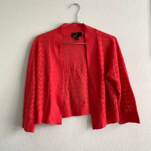 Ronni Nicole open cardigan knit shawl sweater cover up Large coral orange red