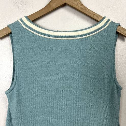 St. John  Santana Knit Sleeveless Tank Top  Size S Teal Scoop Neck Shell USA