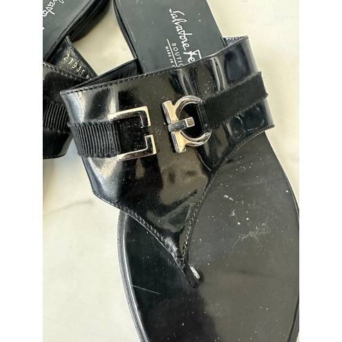 Salvatore Ferragamo  Black Silver Logo Buckle Sandals Size 38