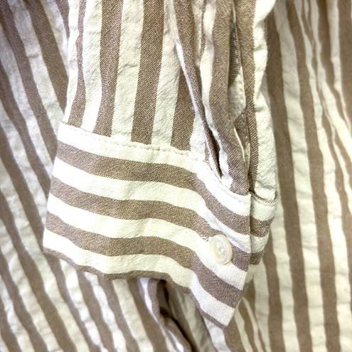 Flawless  Button Down Tan and Cream Striped Shirt- Medium