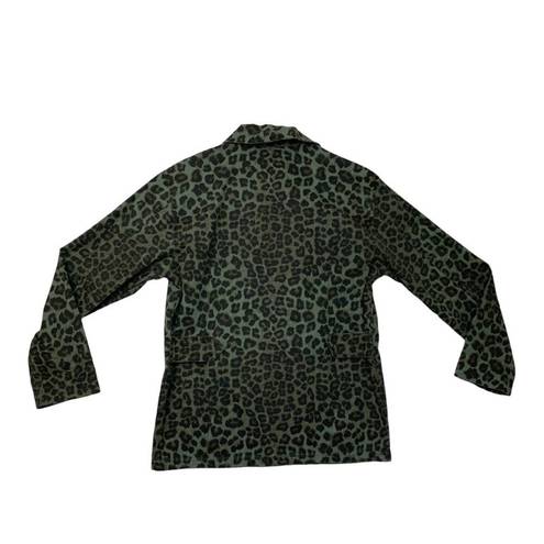 Good American  womens 1 small utility jacket sage leopard green new schaket butto