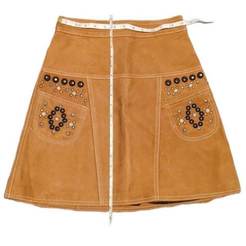 Coach  High Waist Lamb Suede A-Line Skirt Embellished Rodeo Made In Italy 2