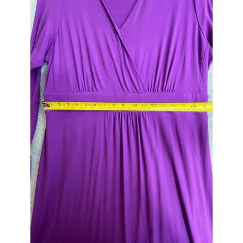 Eileen Fisher  Fuchsia Purple Faux Wrap Jersey Knit Midi Dress Large