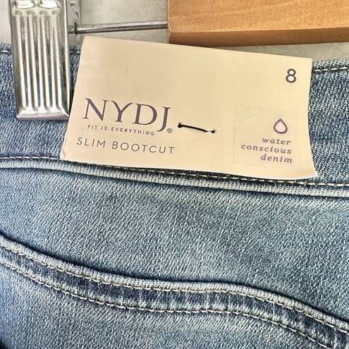 NYDJ  Slim Bootcut Lift xTuck Stretch Jeans Size 8 Bleach Splatter Sandspur NWT