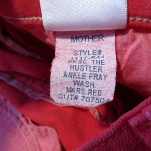 ma*rs NWT Mother Hustler Ankle Fray in  Red High Rise Bootcut Crop Jeans 30