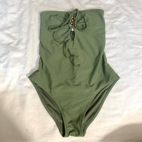 Aerie  Green One Piece Tie Swimsuit Bathing Suit Swim Beach Vacation Size SMALL