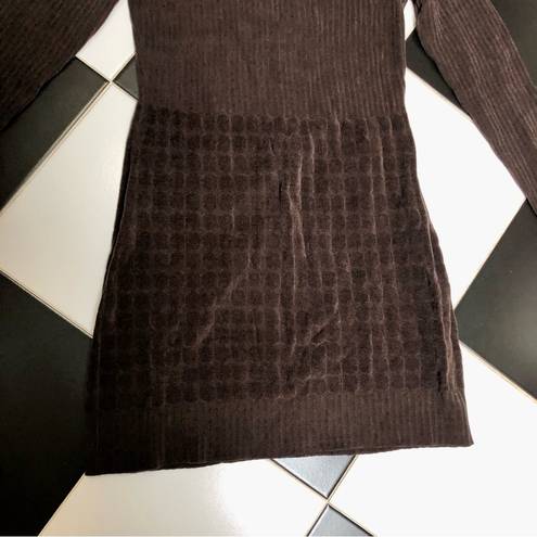 Rebecca Taylor NWT  Long Sleeve Knee Length Textured Velvet Dress Chocolate sz L