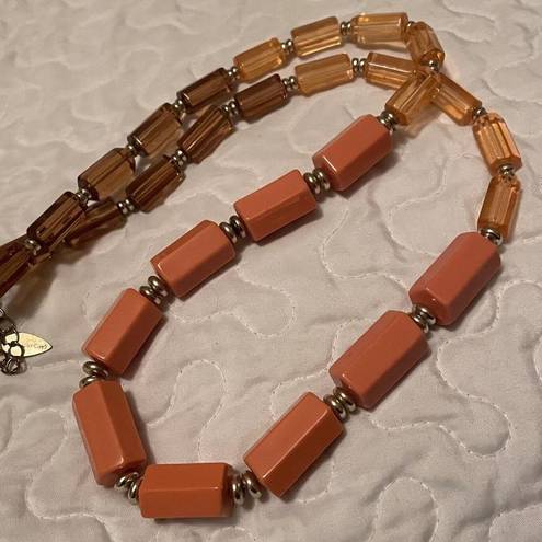 Coldwater Creek Signed  Long Statement Orange Beaded Costume Necklace