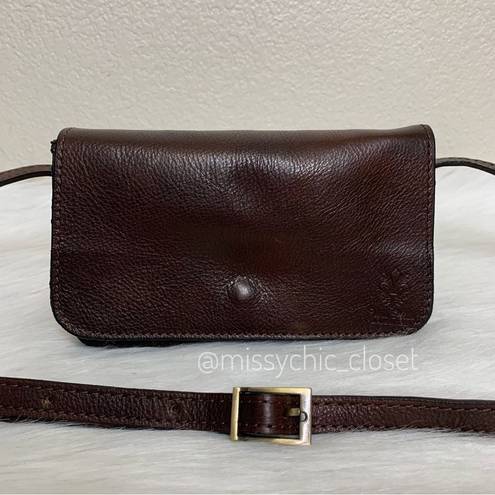 Vera Pelle  Dark Brown Genuine Leather Flap Crossbody Bag