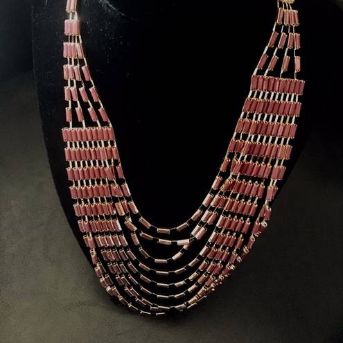 Nicole Miller Mauve and Gold Bib Beaded Necklace Choker