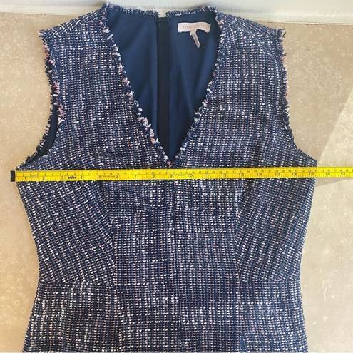 Rebecca Taylor  size 6 blue tweed sleeveless V neck fit and flare dress.