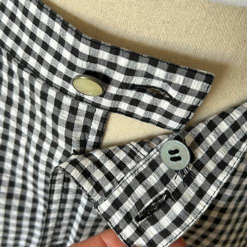 Liz Wear Vtg  gingham black/white button down cotton maxi HR cottage skirt 8