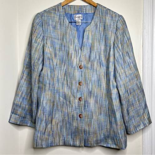 Chadwick's Chadwick’s Tweed Blazer Jacket Women’s Size 16 Blue Tan Lined business career