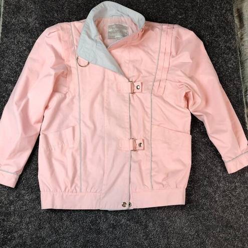 Mulberry Vintage 1980s  STREET Small Bomber Jacket Pink Shoulder Pads Windbreaker