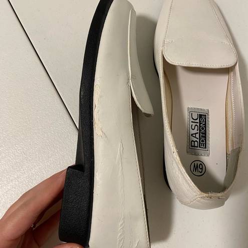 Basic Editions  women’s white faux leather slip ons — size 6W