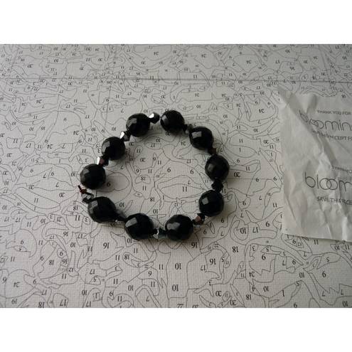 Onyx Vintage Style Jet Black  Beads Black Hematite Faceted Spacers Bracelet