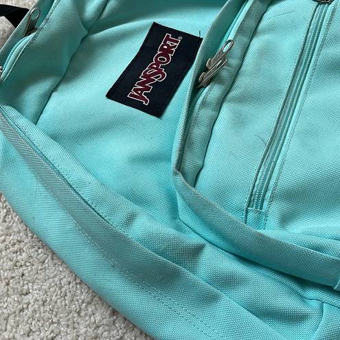 Jansport  Leather Bottom Turquoise/Light Blue Campus Backpack